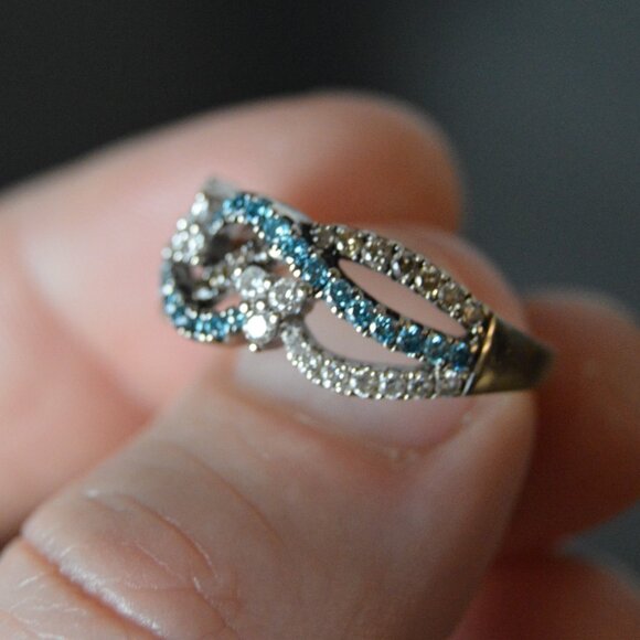 Le Vian Jewelry - Le Vian 14k Gold Crossover Ring: White, Blue & Chocolate Diamonds. Size 8.5-8.75